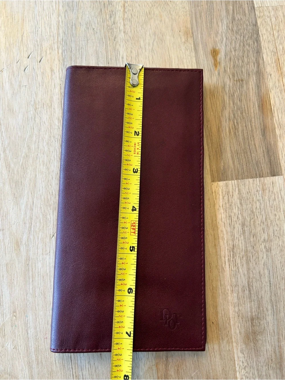 Vintage Christian Dior CD Logo Burgundy Leather Long Wallet Made in France